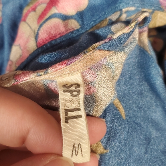 Spell & The Gypsy Blue Skies Floral Print Wrap Mini Boho Dress M - Picture 5 of 6